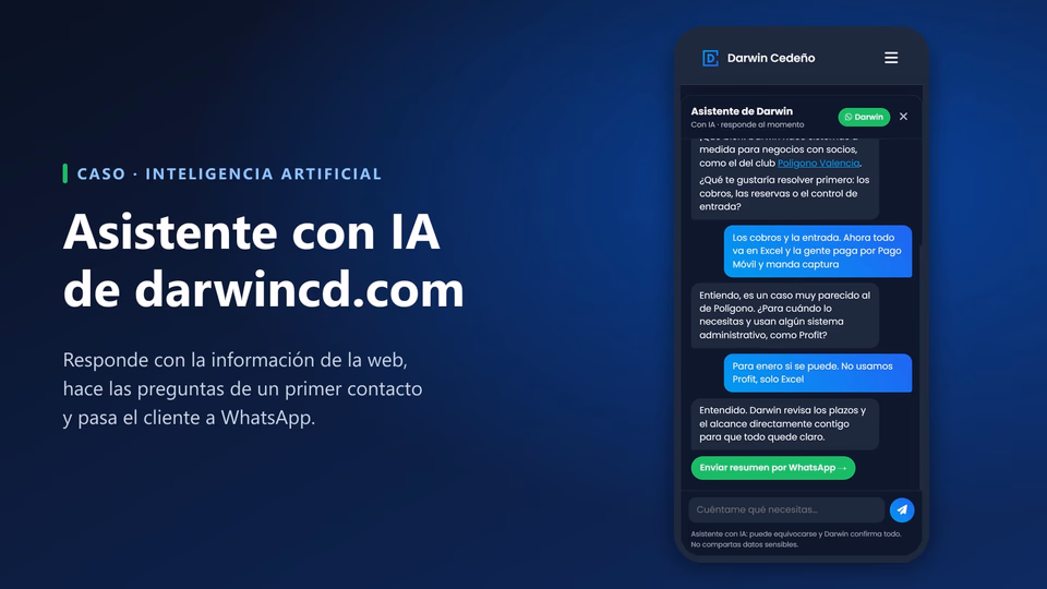 Captura del proyecto Asistente con IA de darwincd.com