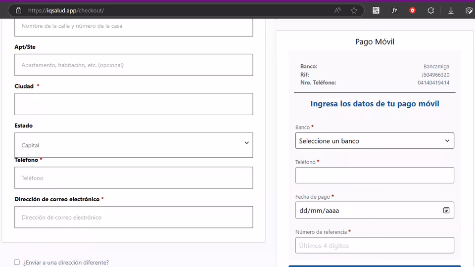 Captura del proyecto Pago Móvil para WooCommerce