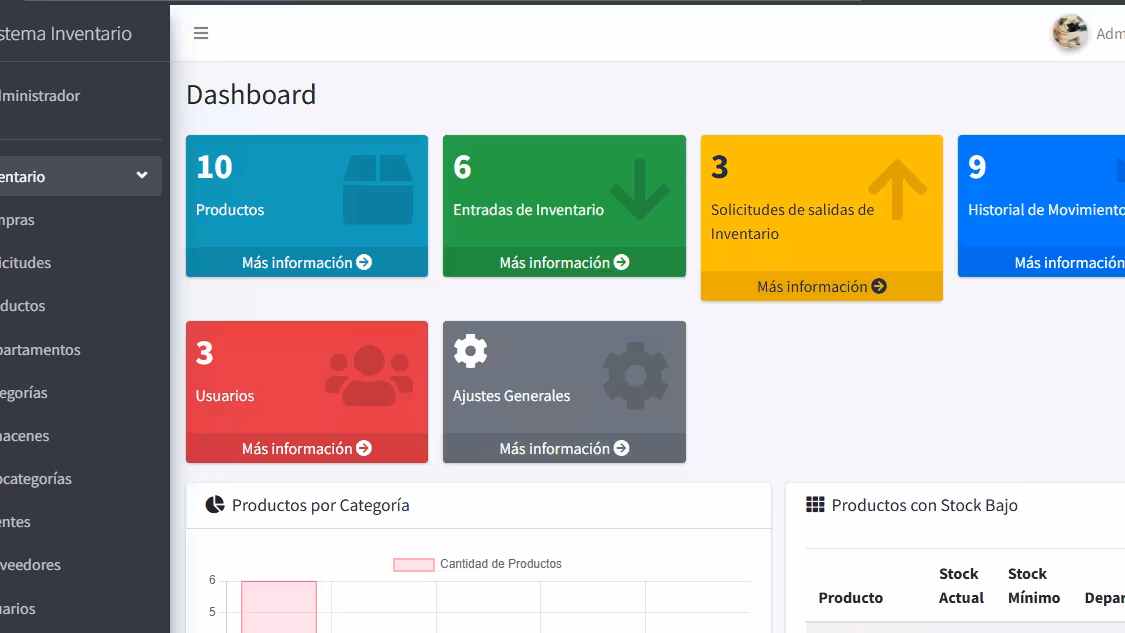 Captura de pantalla del proyecto Sistema de gestión de inventario - Sistema de gestión de inventario